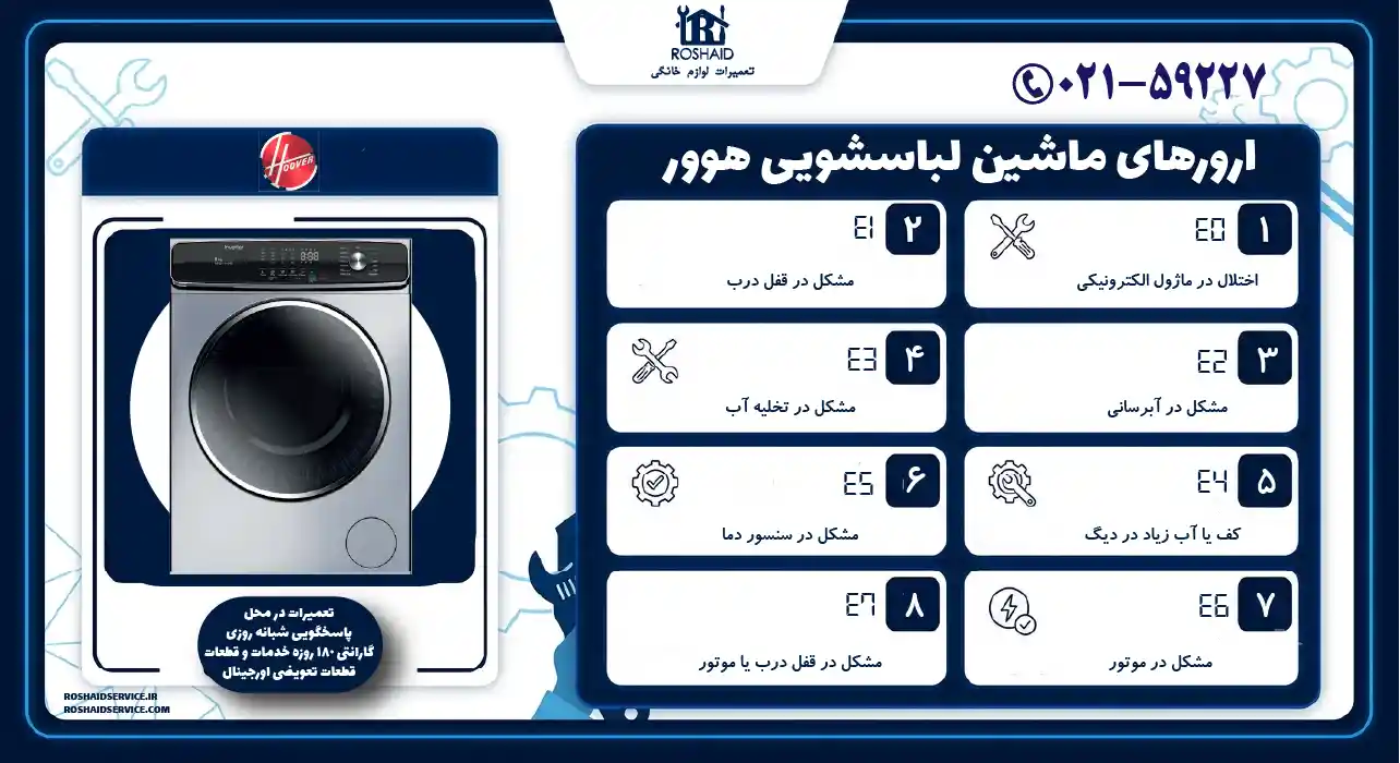ارورهای ماشین لباسشویی هوور